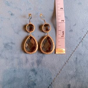 Gold teardrop smoky crystal earrings